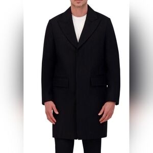 Kenneth Cole Soid Black Wool Blend Topcoat Mens Size XL